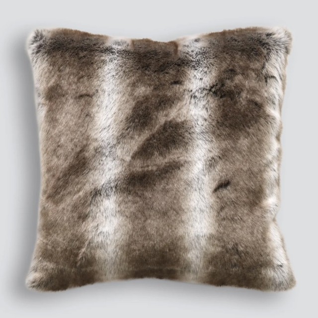 -Heirloom Striped Elk faux Fur Feather Euro Cushion - 65cm