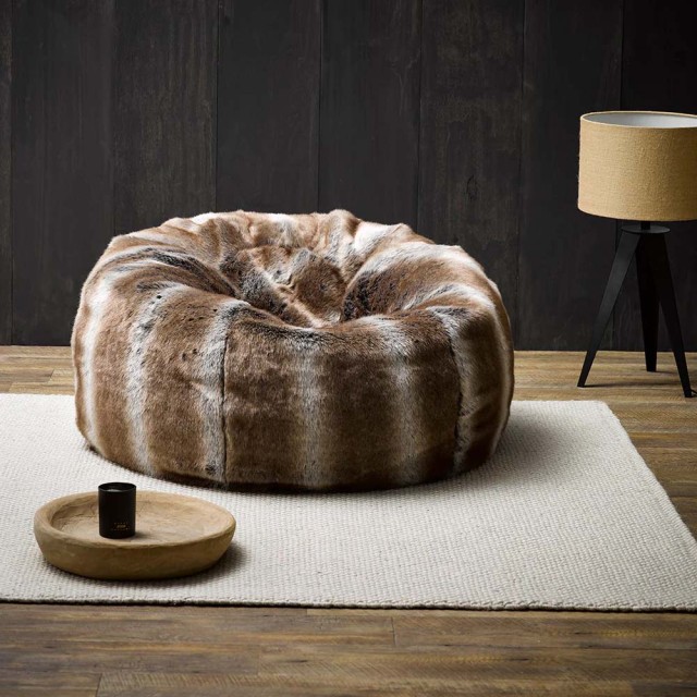 -Heirloom Faux Fur Striped Elk Plush Pod Beanbag Cover