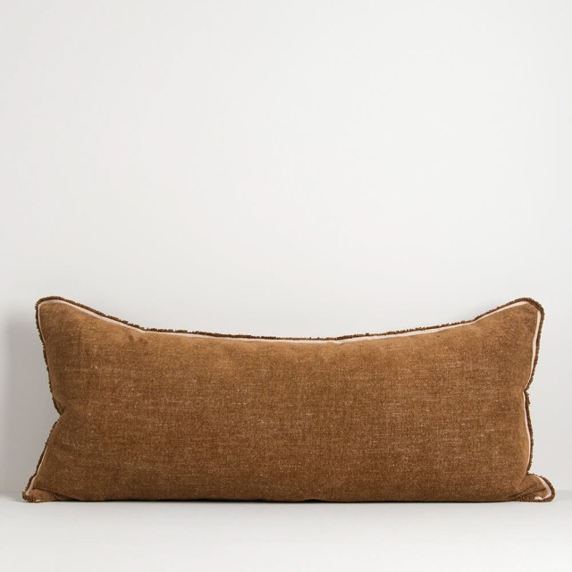 -Sutton Chenille Lodge Lumbar Cover/Cushion by Baya - Praline