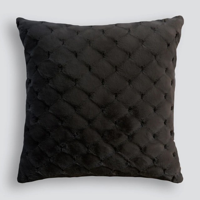 -Heirloom Valentina Black Faux Fur Euro Cushion - 65cm