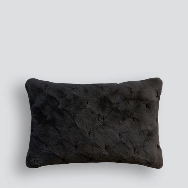 -Heirloom Valentina Black Faux Fur Long Cushion