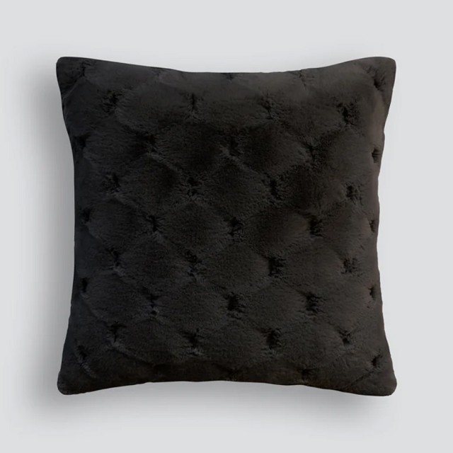 -Heirloom Valentina Black Faux Fur Square Cushion - 45cm