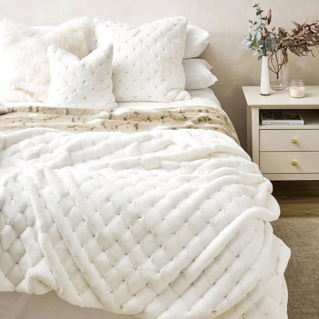 -Heirloom Valentina Faux Fur Throw - White