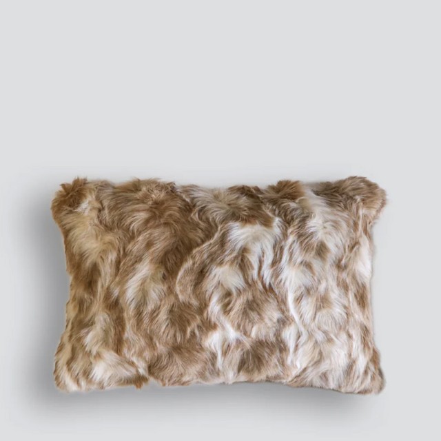 -Heirloom Vintage Squirrel Fawn Faux Fur Long Cushion