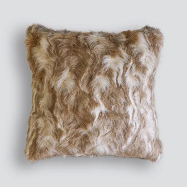 -Heirloom Vintage Squirrel Fawn Faux Fur Cushion - 45cm