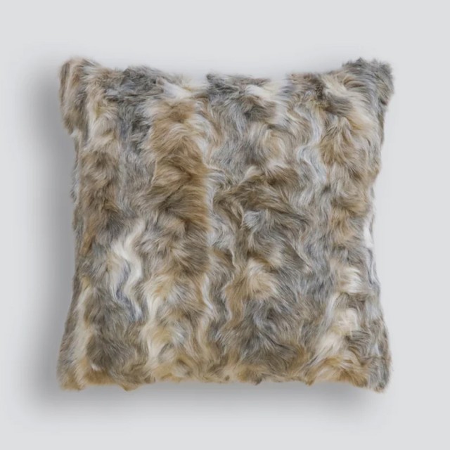 -Heirloom Vintage Squirrel Grey Faux Fur Cushion - 45cm