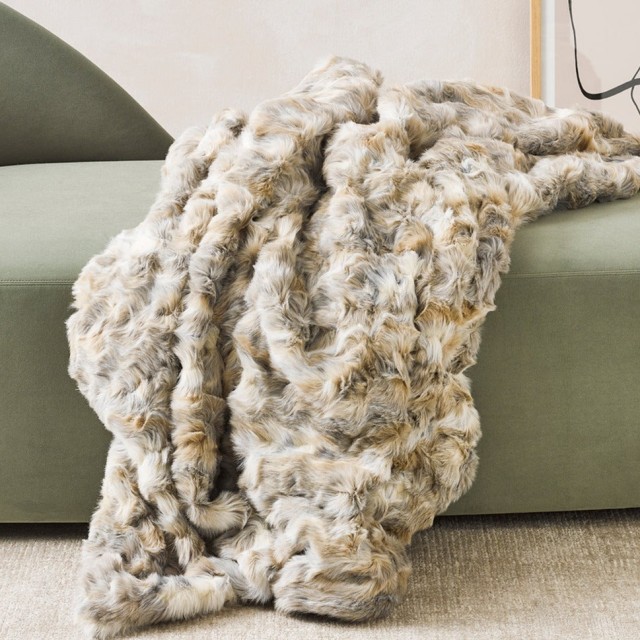 -Heirloom Vintage Squirrel Grey Faux Fur Throw